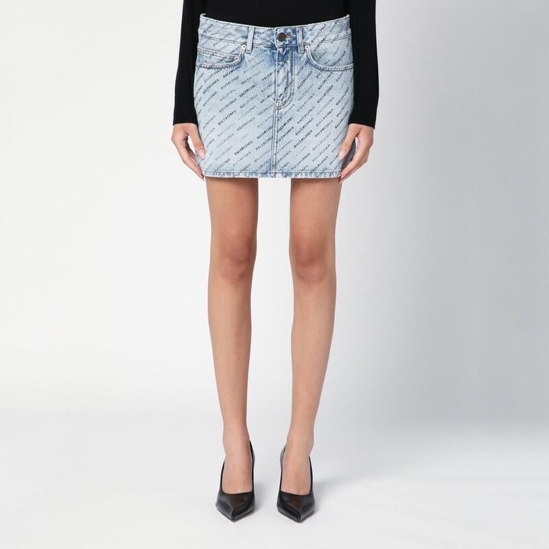 Balenciaga Denim mini skirt with logos Cover