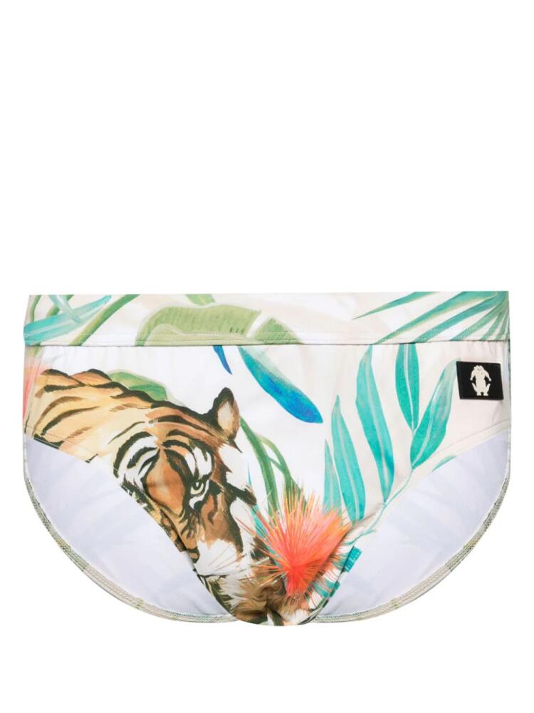 Roberto Cavalli RC-patch tiger-print swiming trunks - Neutrals Cover