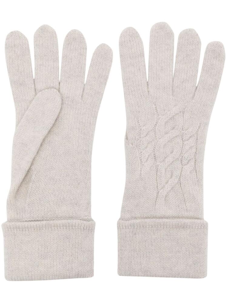 N.Peal cable-knit organic cashmere gloves - Grey Cover