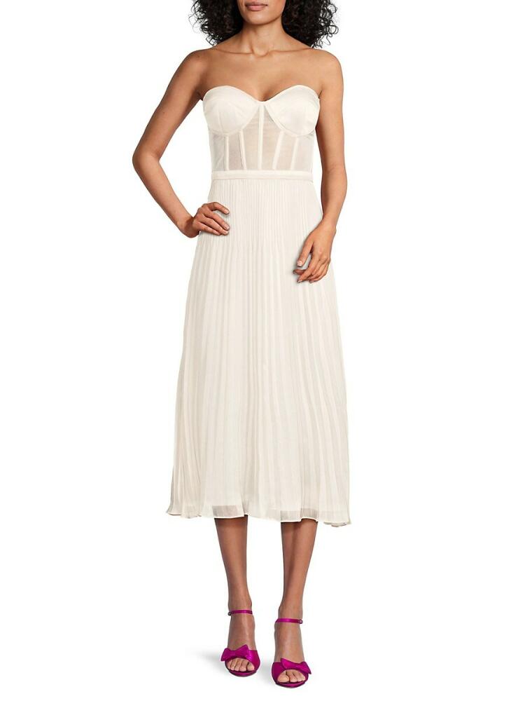 BCBGMAXAZRIA Women's Accordion Pleat Midi Cocktail Dress - Gardenia Cover