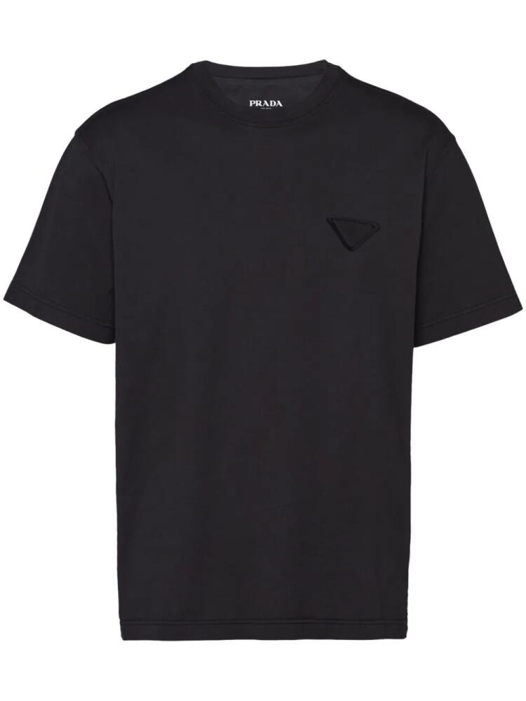 Prada logo-patch cotton T-shirt - Black Cover