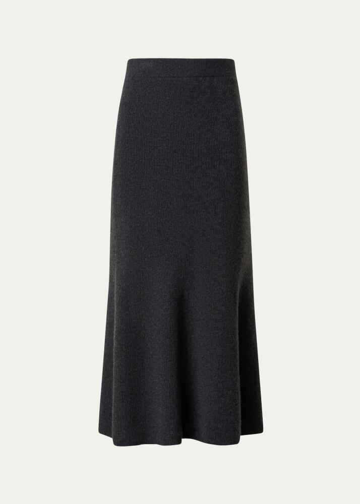 Akris Ribbed Cashmere Godet Midi Skirt Cover