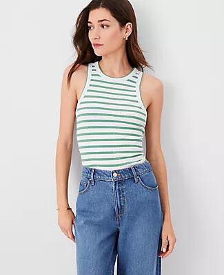 Ann Taylor Weekend Striped Ribbed Tank Top Cover