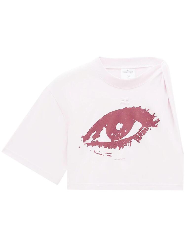 Courrèges single-sleeve printed cotton T-shirt - Pink Cover