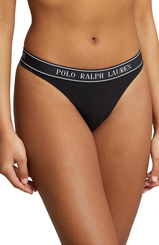 Polo Ralph Lauren Mid Rise Cotton Blend Thong in Onyx Cover