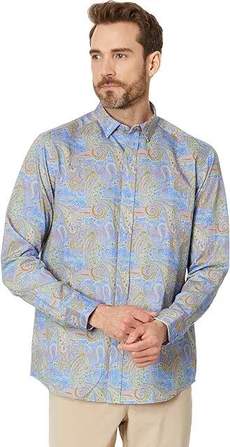 Johnston & Murphy Printed Cotton Shirt (Blue Large Paisley) Men's Clothing Cover