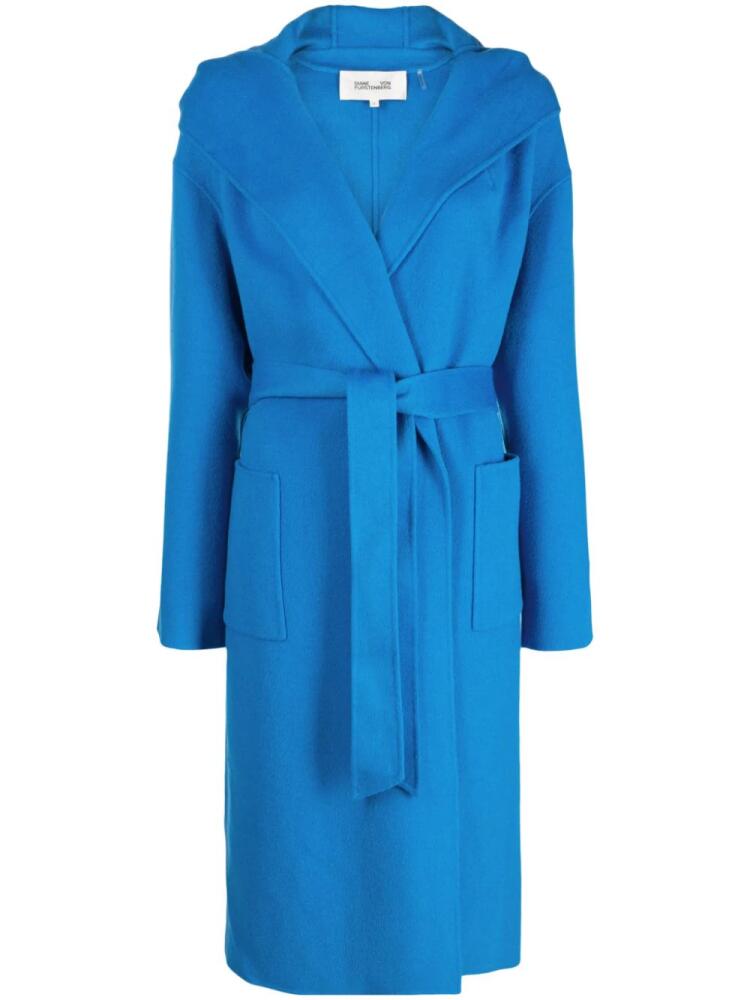 DVF Diane von Furstenberg felted wool long coat - Blue Cover