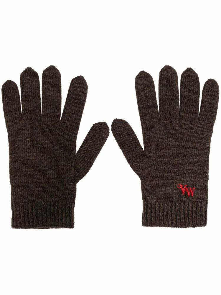 Vivienne Westwood logo-embroidered cashmere gloves - Brown Cover