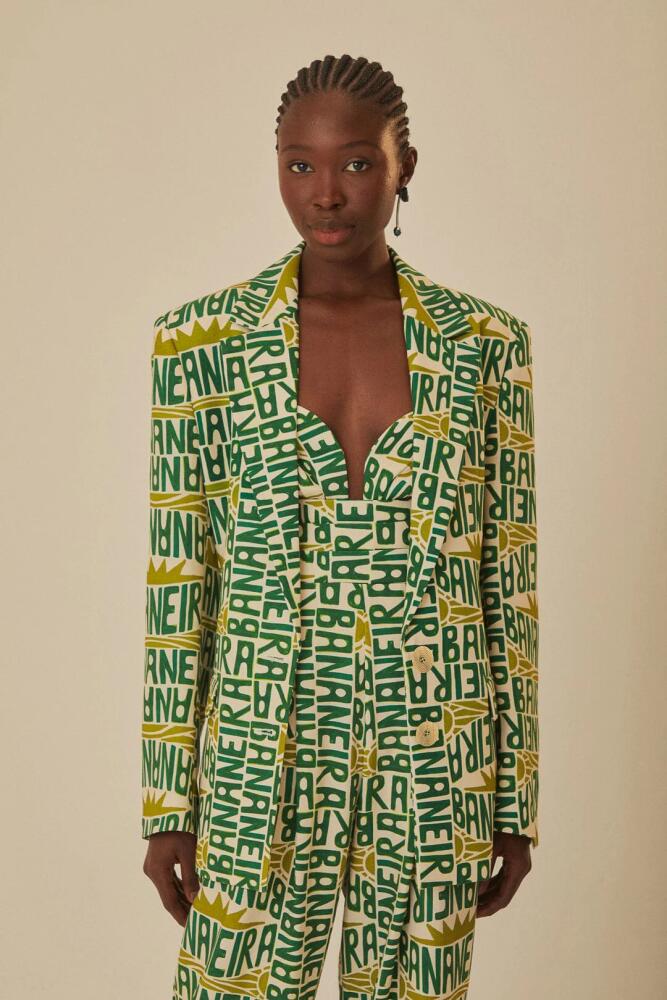 FARM Rio Off-White Banana Typography Blazer Cover