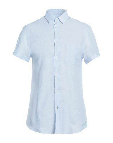 Trussardi Jeans Man Shirt Sky blue Linen Cover