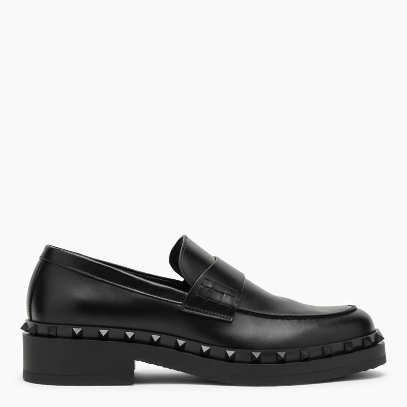 Valentino Garavani M-Way black leather Rockstud loafer Cover