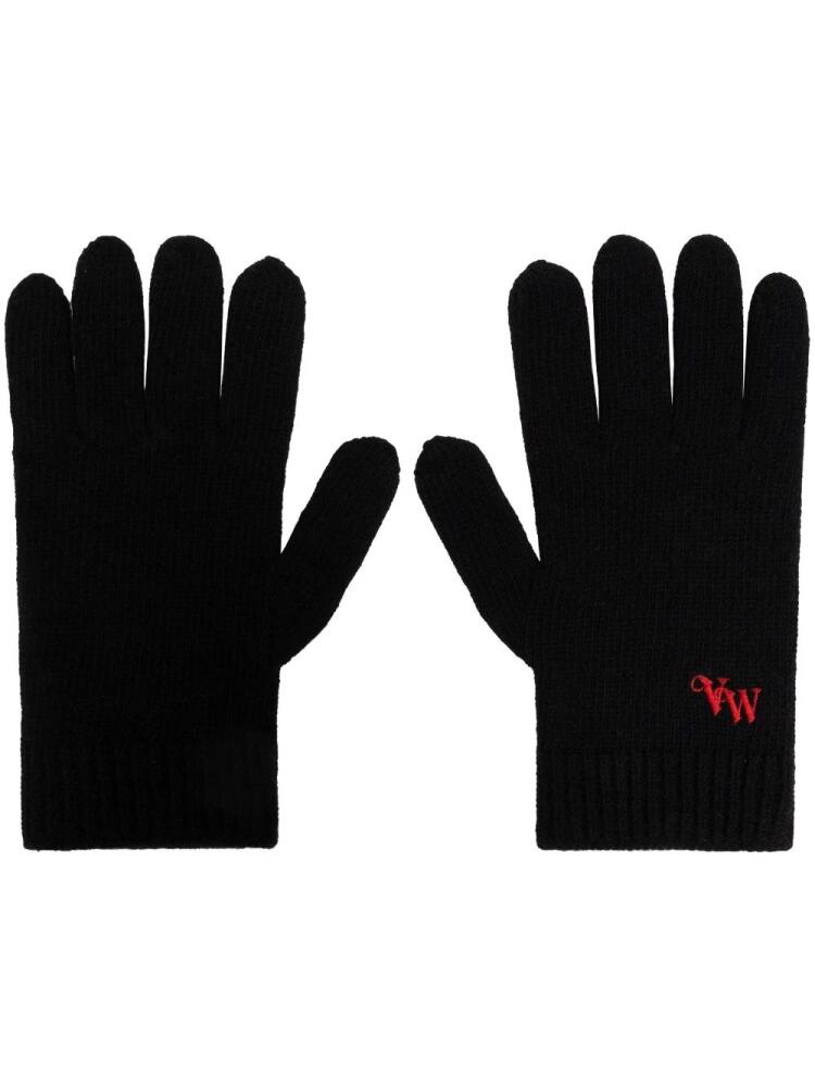 Vivienne Westwood logo-embroidered cashmere gloves - Black Cover