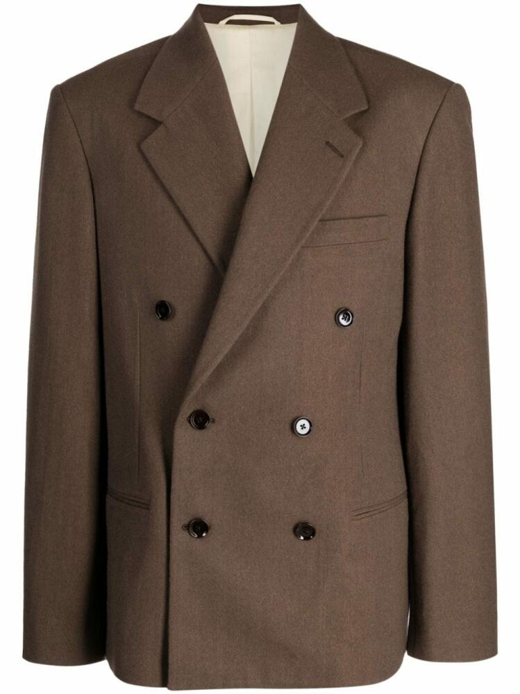 LEMAIRE double-breasted twill blazer - Brown Cover