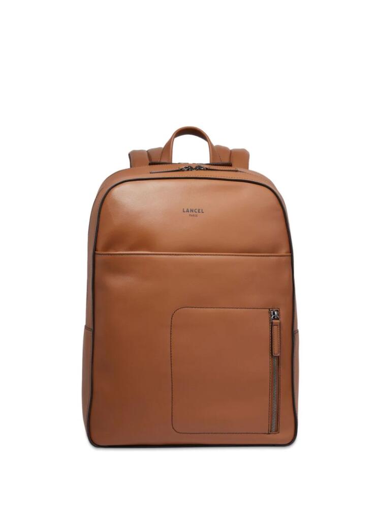 Lancel logo-print leather backpack - Brown Cover