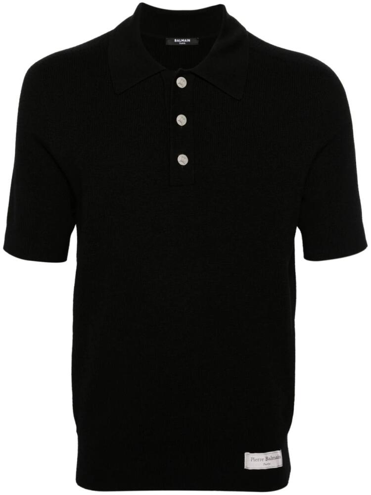 Balmain short-sleeve merino polo shirt - Black Cover