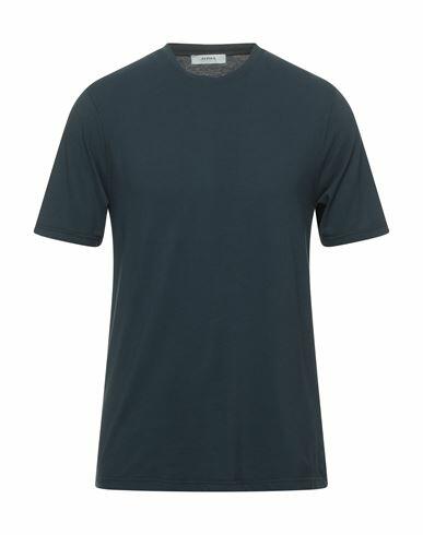 Alpha Studio Man T-shirt Slate blue Cotton, Elastane Cover