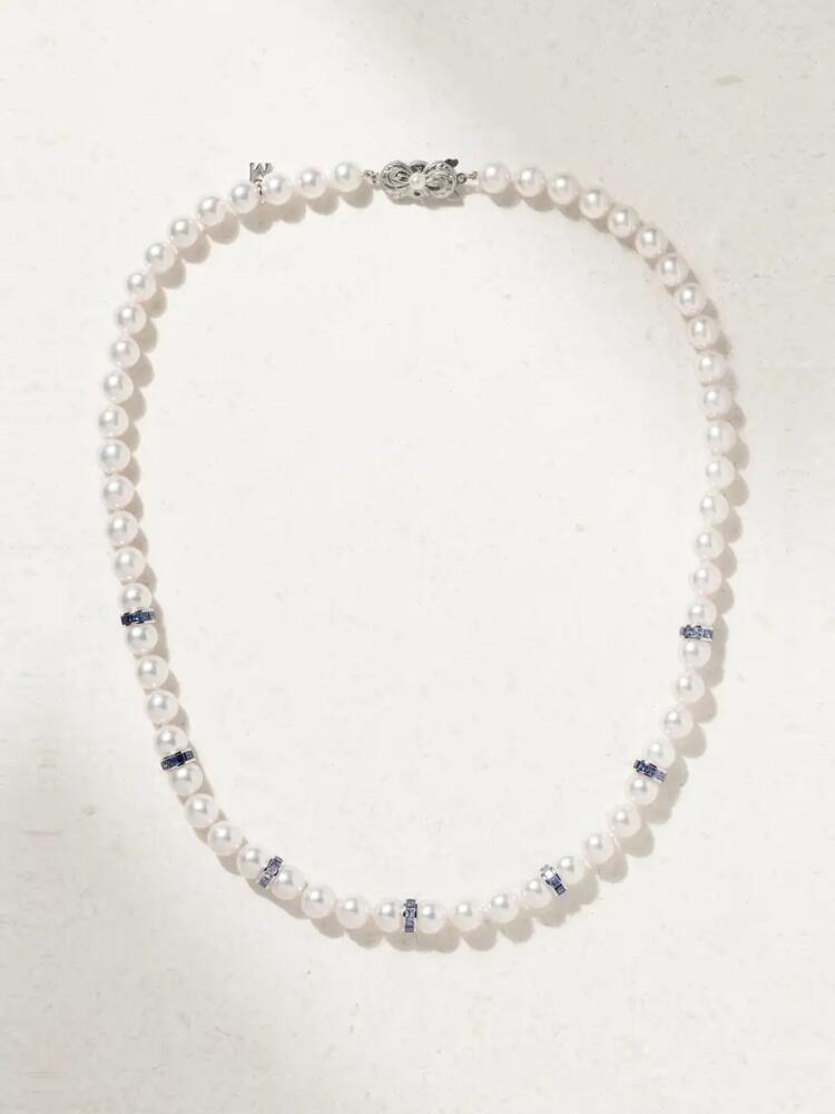 Mikimoto - 18-karat White Gold, Pearl And Sapphire Necklace - One size Cover