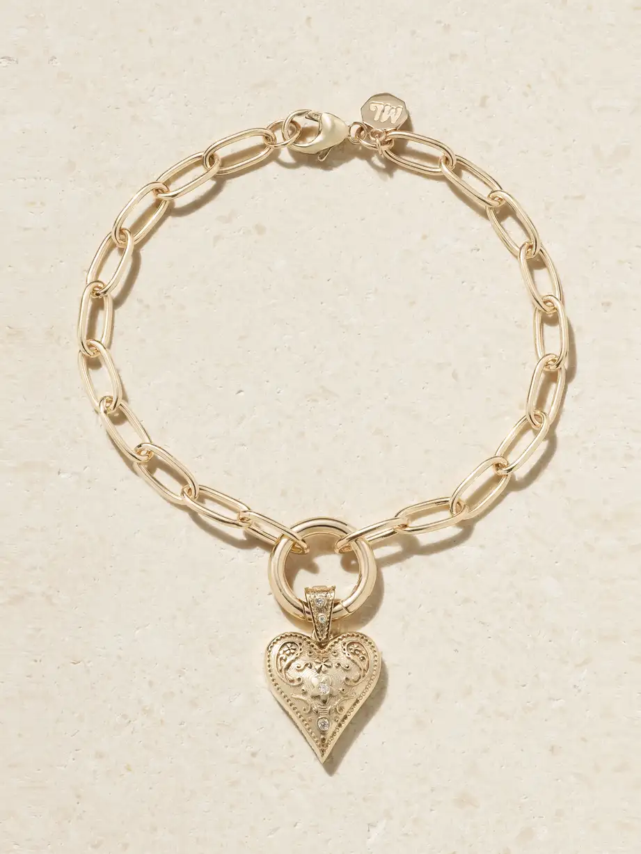 Marlo Laz - Mini Southwestern Heart 14-karat Gold Diamond Bracelet - One size Cover