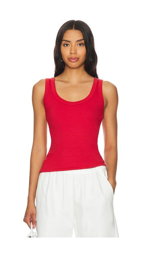 Enza Costa Supima Rib Scoop Tank in Red Cover