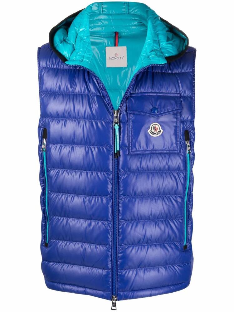 Moncler Ragot logo-patch padded gilet - Blue Cover