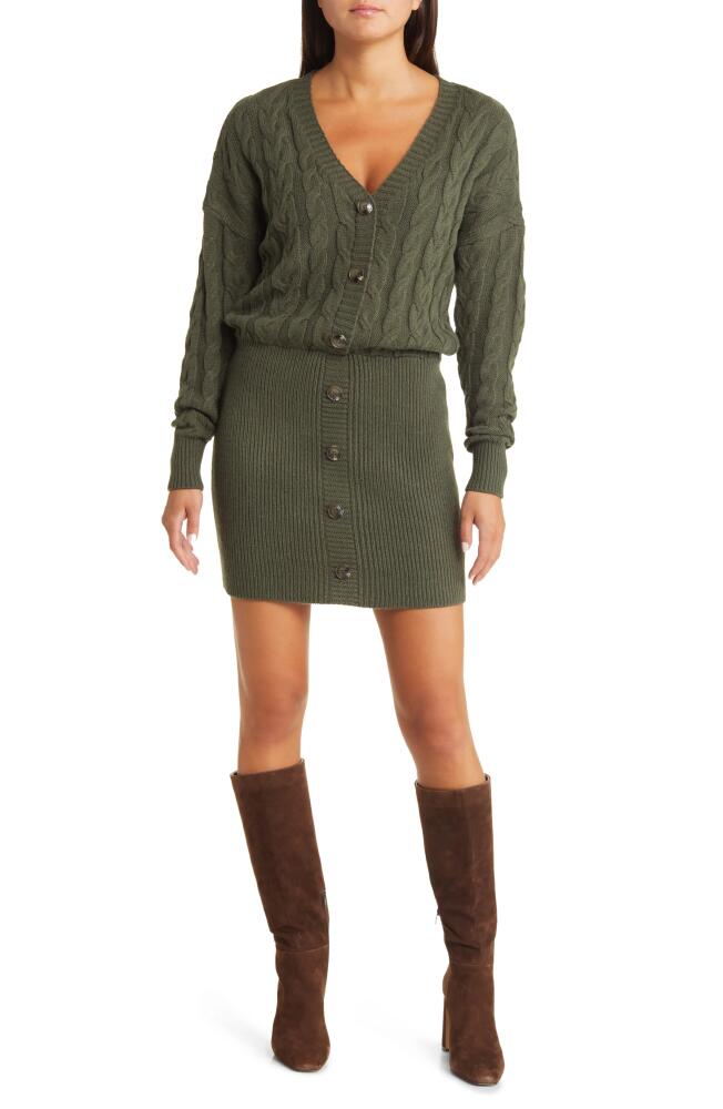 Steve Madden Long Sleeve Sweater Dress in Deep Olive Cover