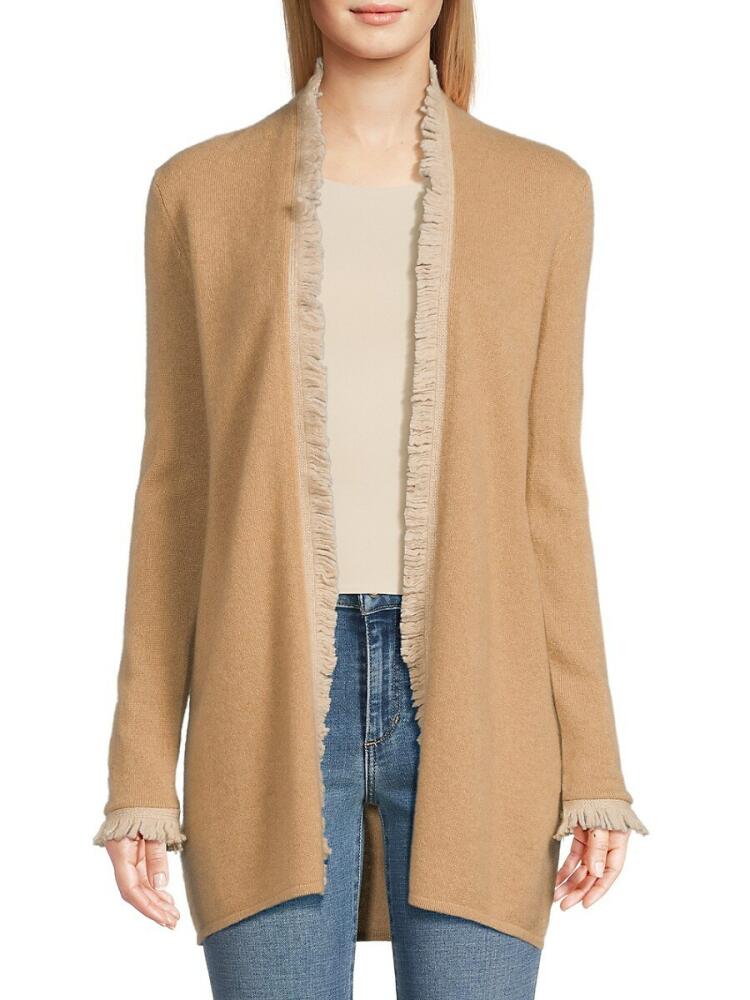 Sofia Cashmere Women's Cashmere Mid Open Front Cardigan - Camel Cover