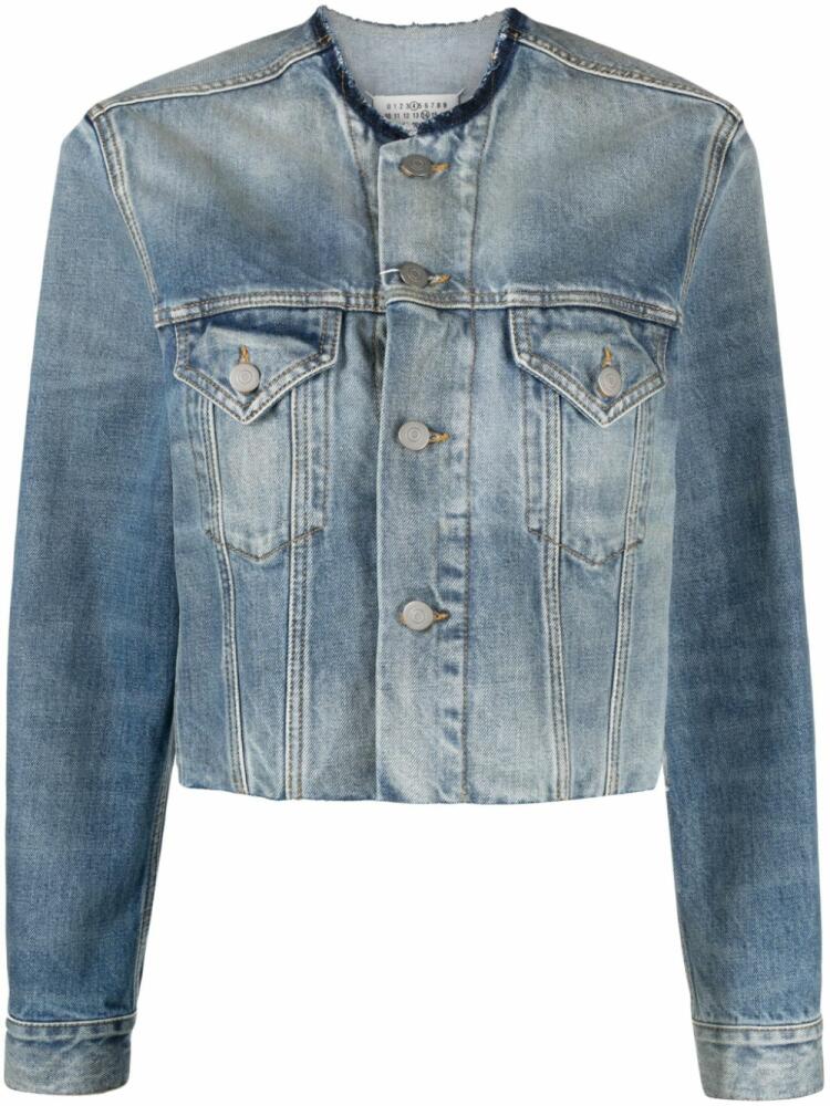 Maison Margiela raw-neckline button-up denim jacket - Blue Cover