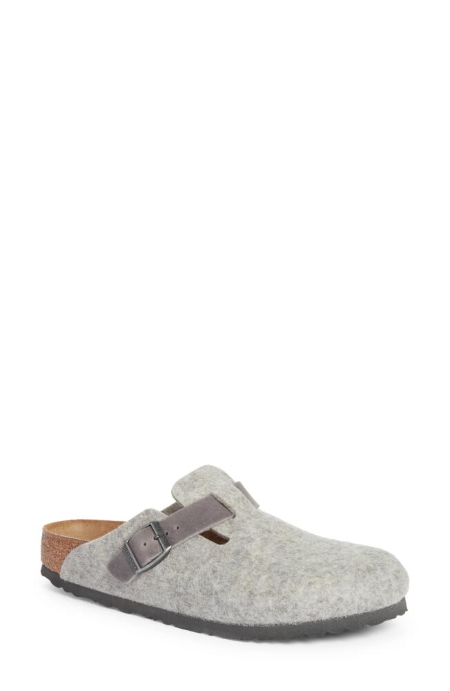 Birkenstock Boston Wool Clog in Light Gray/Iron Cover