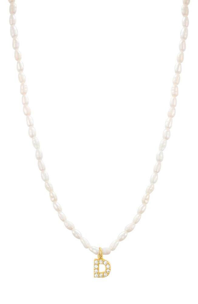 st. Moran Initial Freshwater Pearl Beaded Necklace in White - D Cover