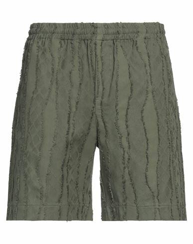 Msgm Man Shorts & Bermuda Shorts Military green Cotton Cover