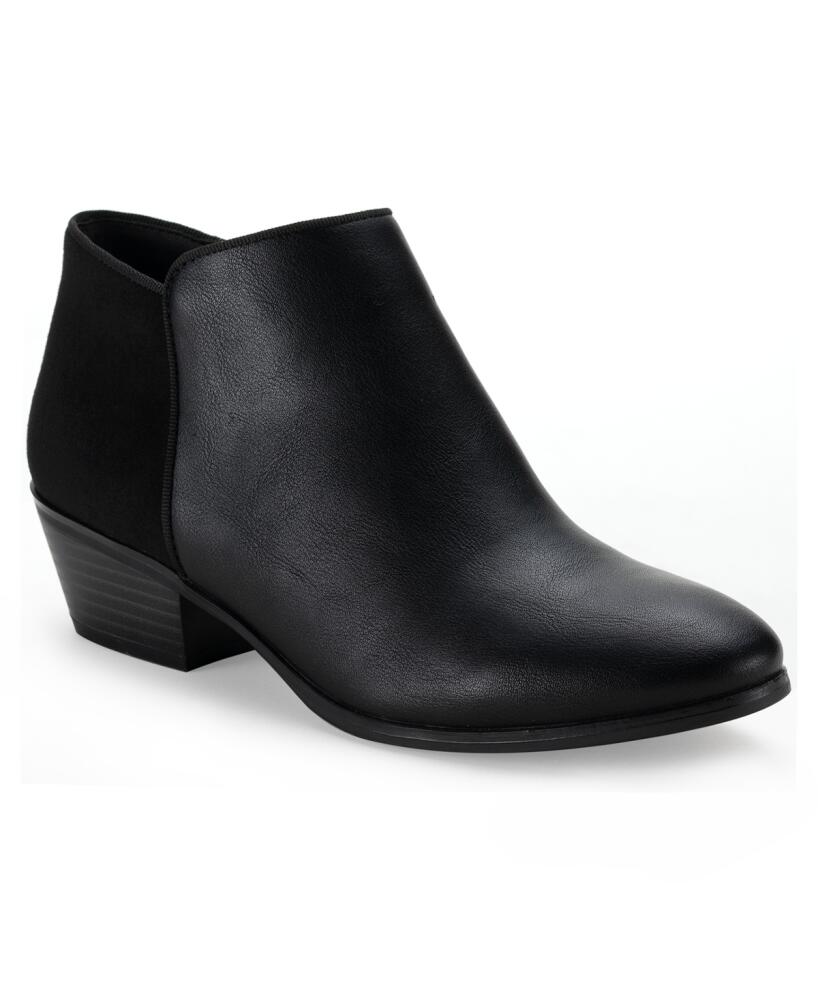 Style & Co Wileyy Ankle Booties, Created for Macy's - Black Smooth/ Black Micro Cover