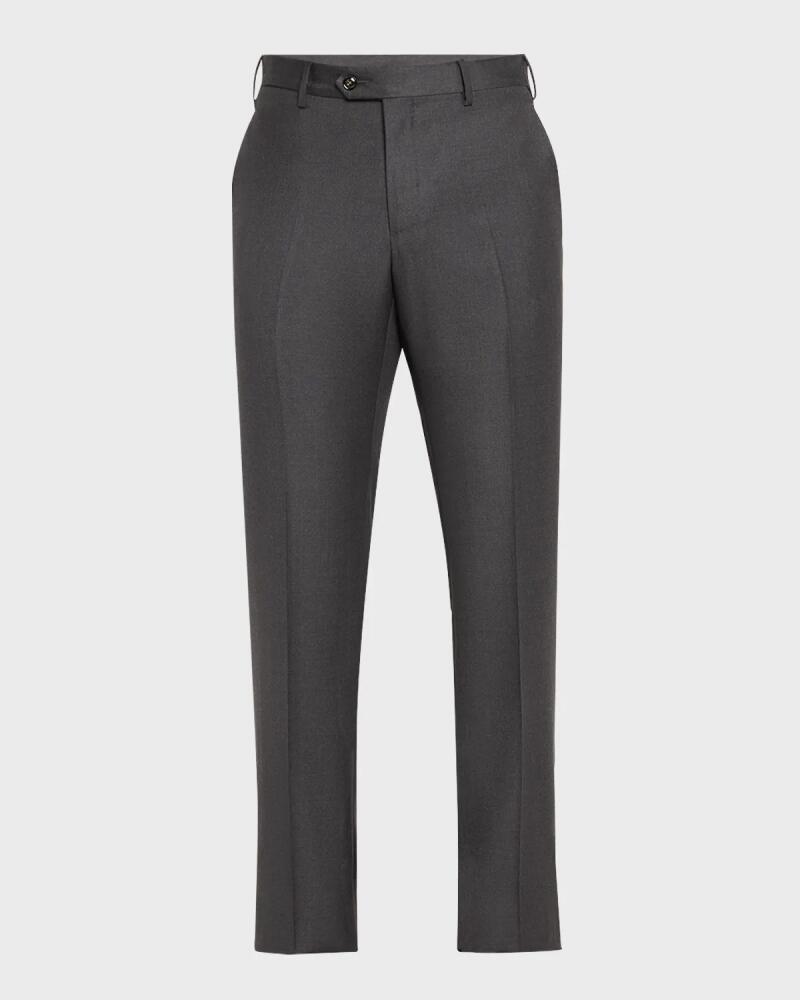 Giorgio Armani Men's Solid Wool Flat-Front Trousers Cover