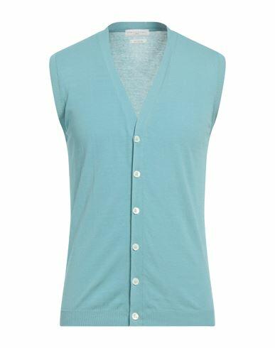 Daniele Fiesoli Man Cardigan Turquoise Cotton Cover