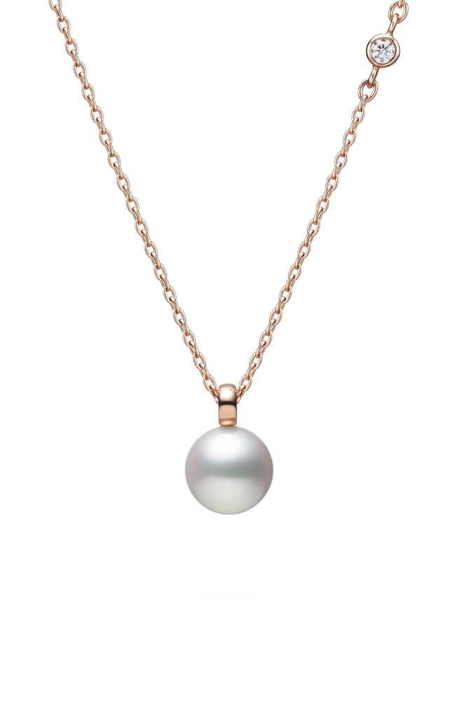 Mikimoto Classic Cultured Pearl & Diamond Pendant Necklace in 18Ky Cover