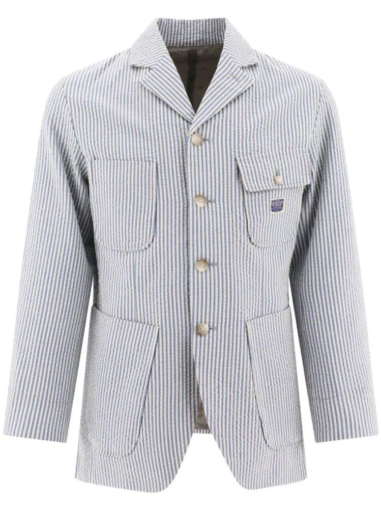 KAPITAL striped cotton shirt jacket - Blue Cover