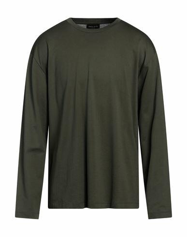 Roberto Collina Man T-shirt Military green Cotton Cover