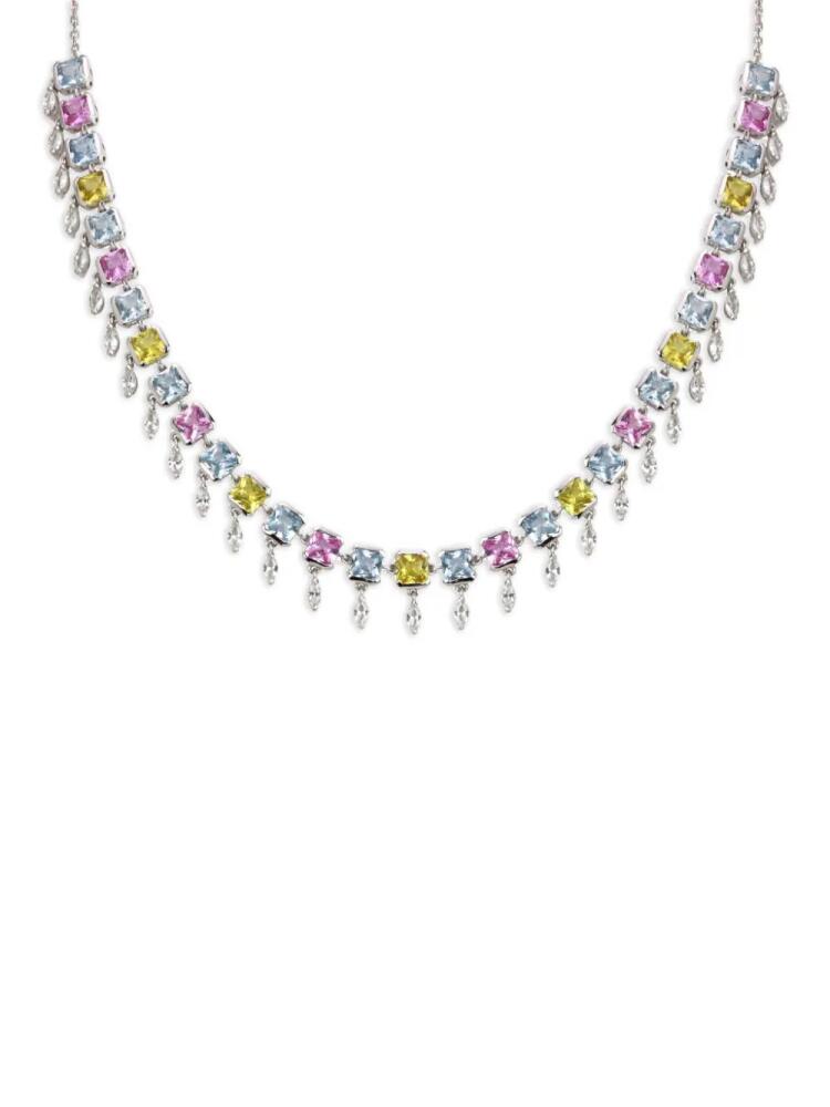 Lark & Berry 14kt white gold Full Blossom sapphire and diamond necklace - Silver Cover