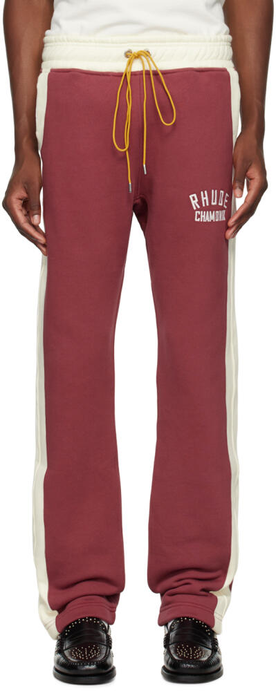 Rhude Off-White & Burgundy 'Rhude Chamonix' Sweatpants Cover