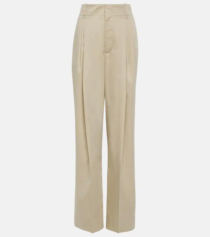 Bottega Veneta High-rise cotton and silk wide-leg pants Cover