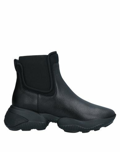 Hogan Woman Ankle boots Black Soft Leather, Textile fibers Cover