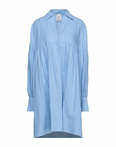 L' Autre Chose Woman Mini dress Azure Cotton, Linen Cover