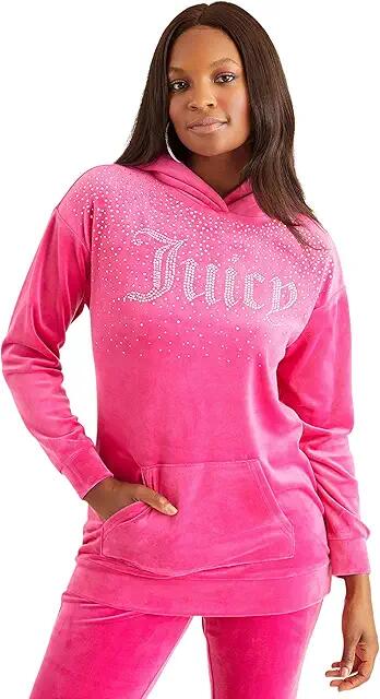 Juicy Couture Ombre Long Drop Shoulder Hoodie with Bling (Free Love) Women's Clothing Cover