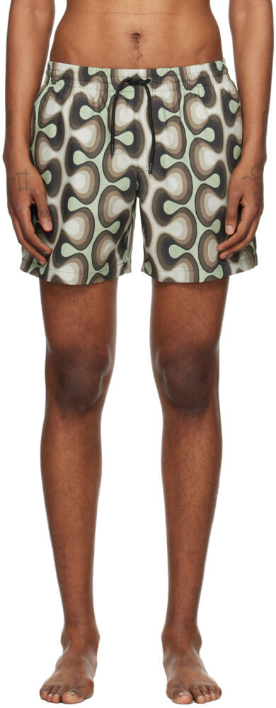 Dries Van Noten Green Printed Swim Shorts Cover