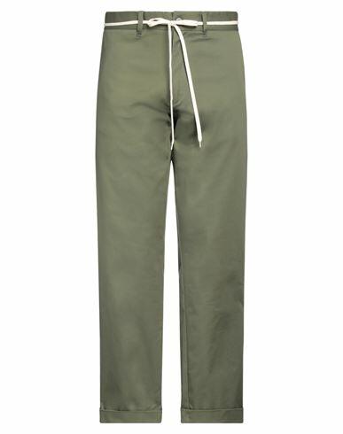 Société Anonyme Man Pants Military green Cotton, Elastane Cover