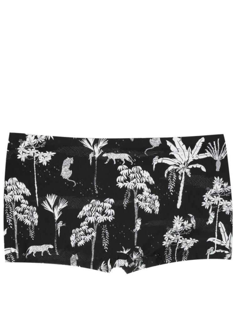 Lygia & Nanny Tijuca jungle-print swimming trunks - Black Cover