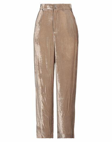 Gentryportofino Woman Pants Khaki Viscose, Silk Cover