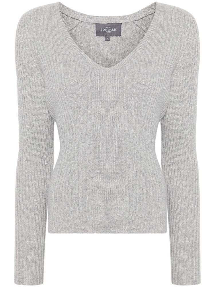 Eric Bompard V-neck ribbed sweater - Grey Cover