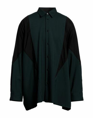 Oamc Man Shirt Dark green Virgin Wool, Acetate, Viscose Cover