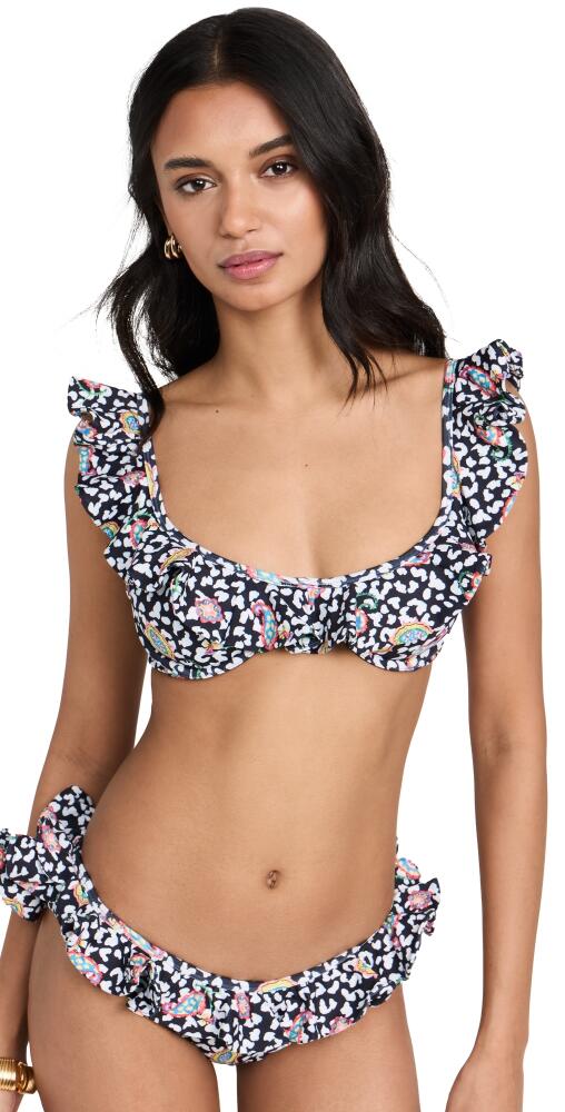 CAROLINE CONSTAS Anastasia Bikini Top Black Leopard Paisley Cover