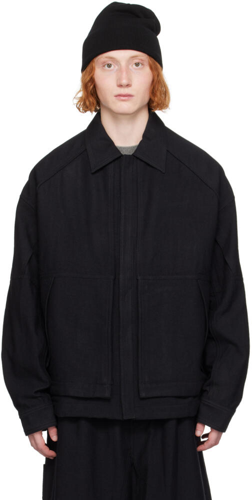 Juun.J Black Spread Collar Jacket Cover